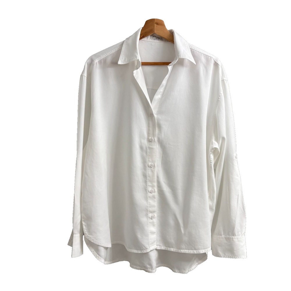 Aritzia Babaton Utility Button Up Shirt White Size 2XS Roll Tab Sleeves
